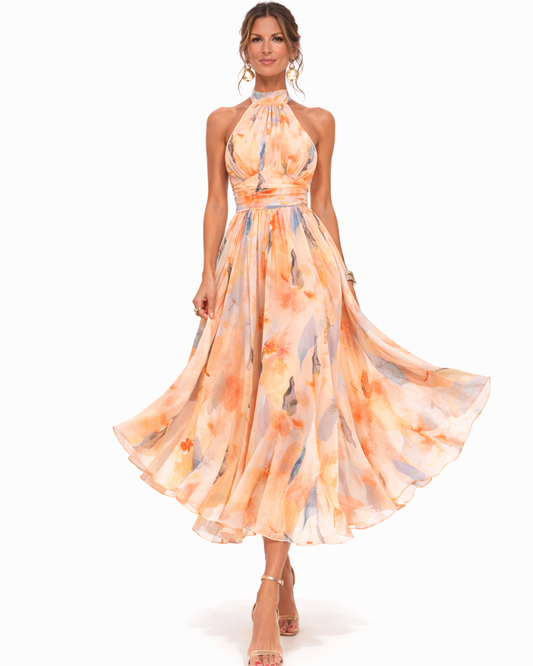 Aurora™ | Vestido Maxi Halter en Acuarela
