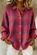 Ashley™ | Chaqueta de punto clásica de cuadros con cuello