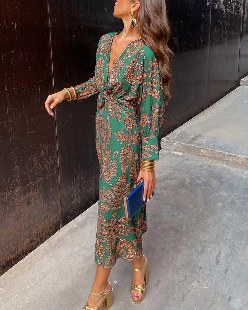 Harper™ | Vestido Elegante con Mangas Largas y Estampado Floral