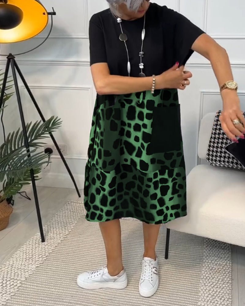 Marnie | Vestido Midi con Estampado de Contraste