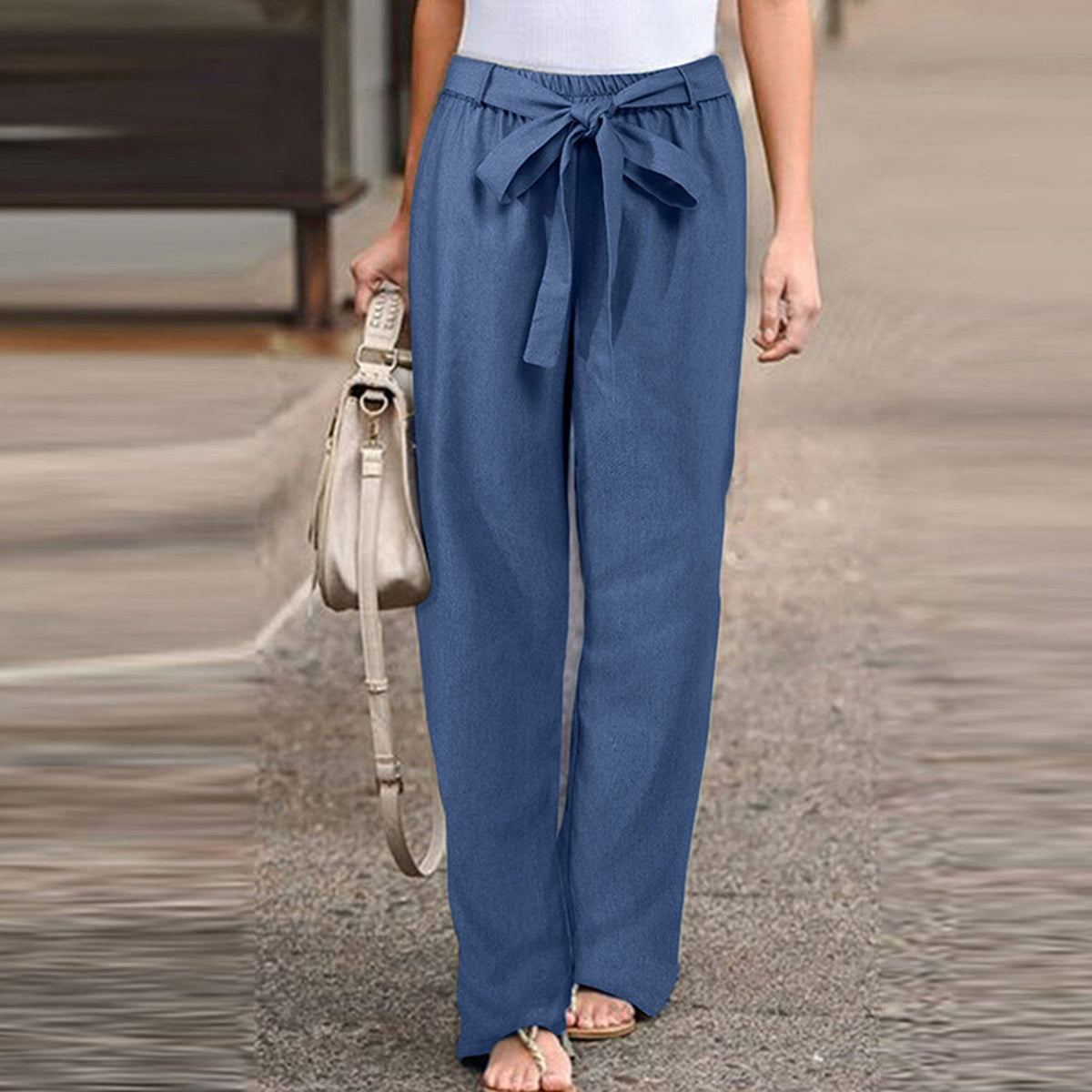 Pantalón de Mujer | Pierna Ancha con Cordón