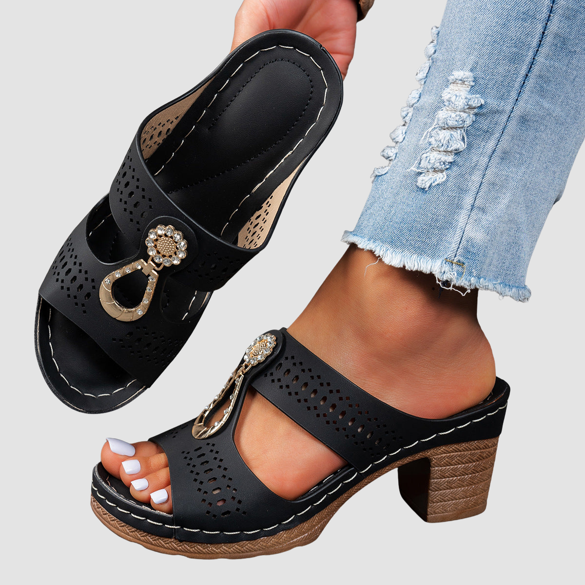 Linda | Sandalias Ortopédicas de Tacón Alto y Comodidad