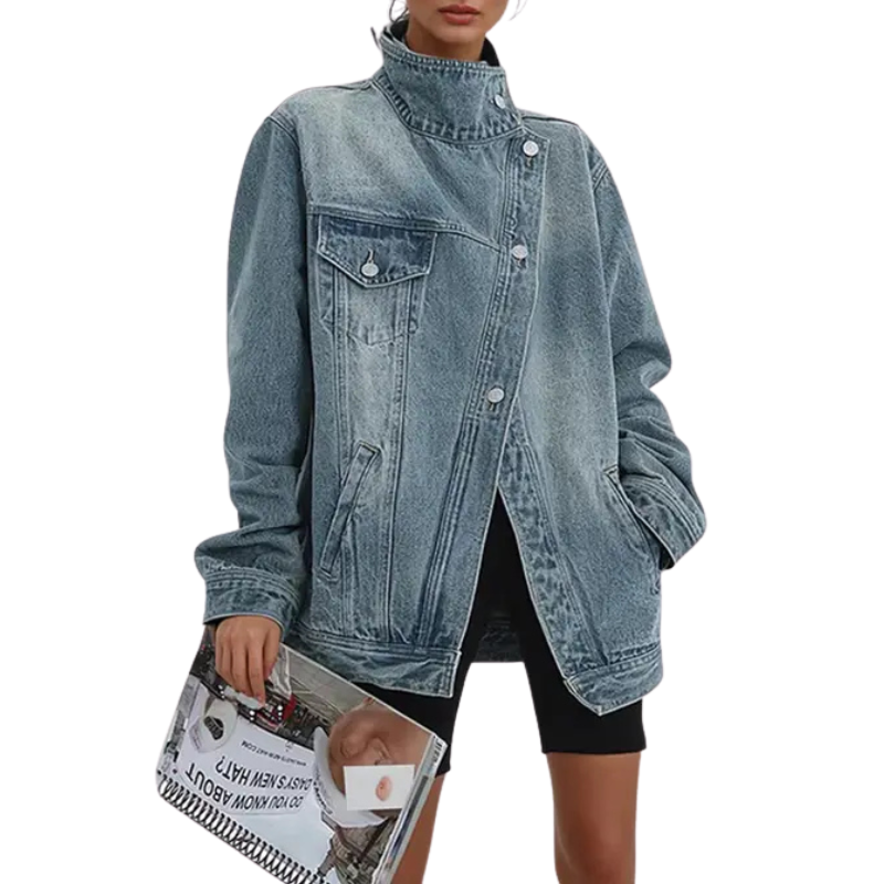 Camille – Chaqueta Asimétrica de Botones Street Style