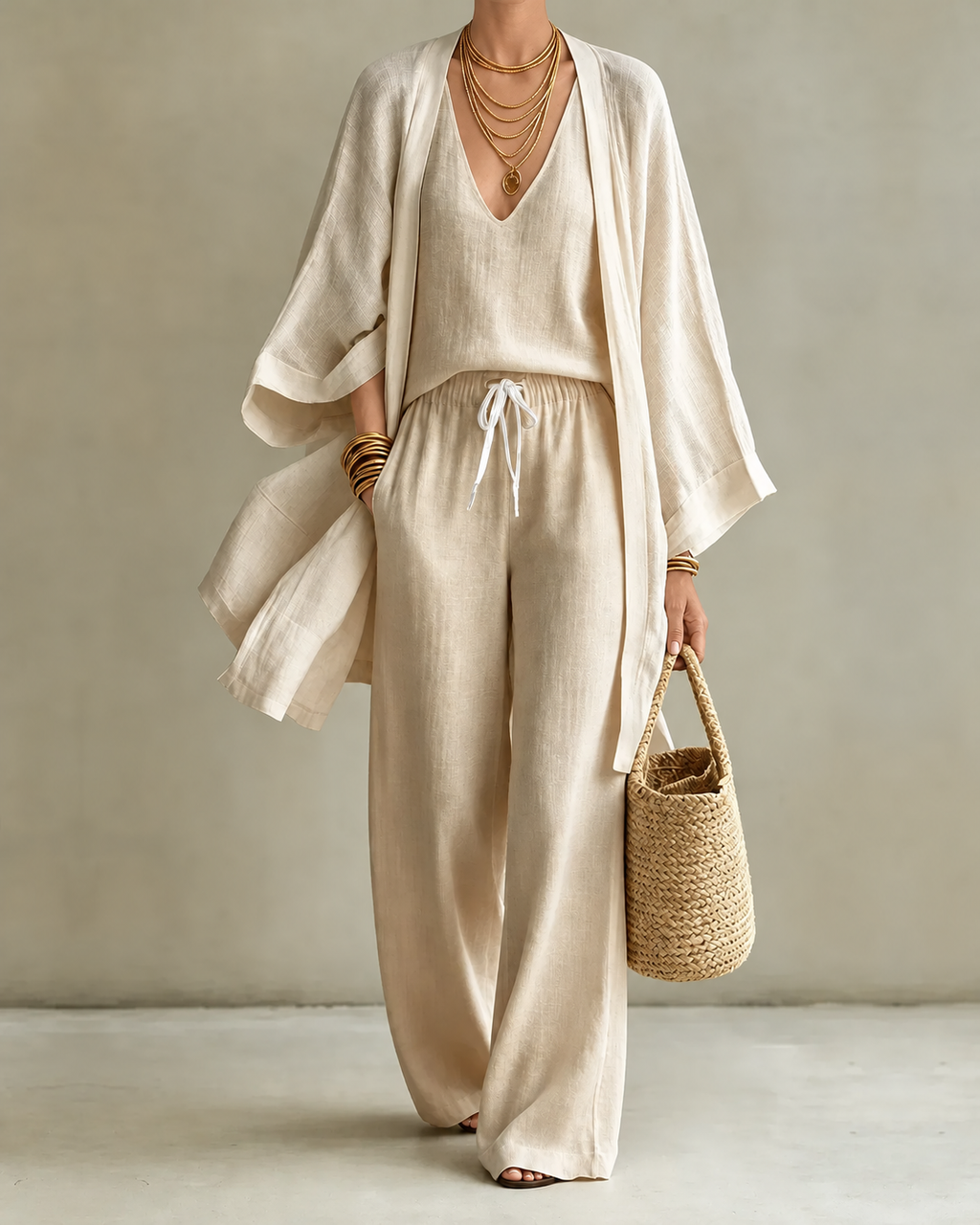 Tanisha™ Conjunto de 3 piezas efecto lino