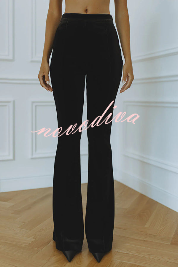 Pantalón acampanado Delicate Daze de terciopelo con talle alto y cintura elástica