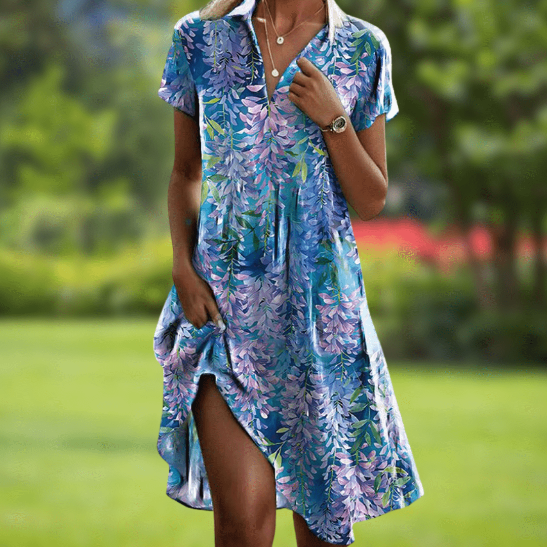Lucille | Vestido Fluido con Estampado de Jardín