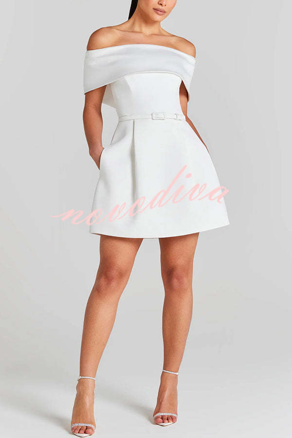 Minivestido Elegant Evening bandeau con solapa, cinturón extraíble y bolsillos