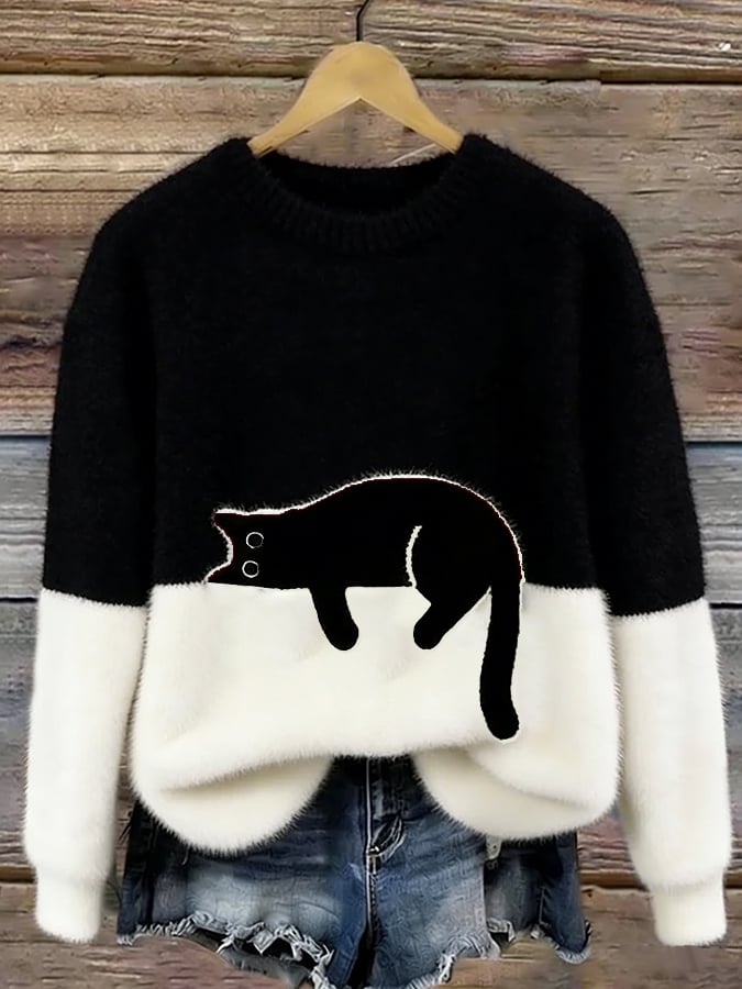 Aileen™ | Jersey Oversize Elegante con Estampado de Gatos