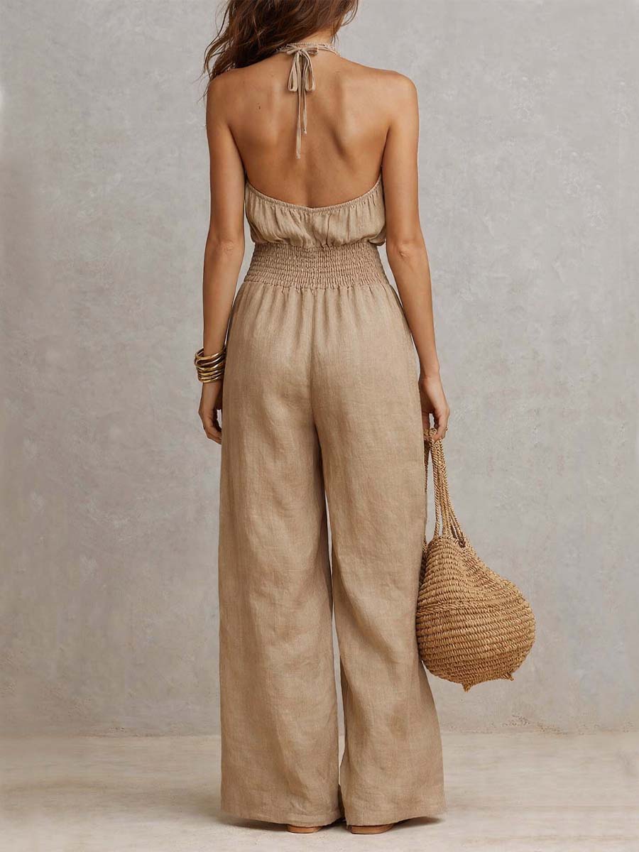 VALERIA | Mono de cuello halter y pierna ancha