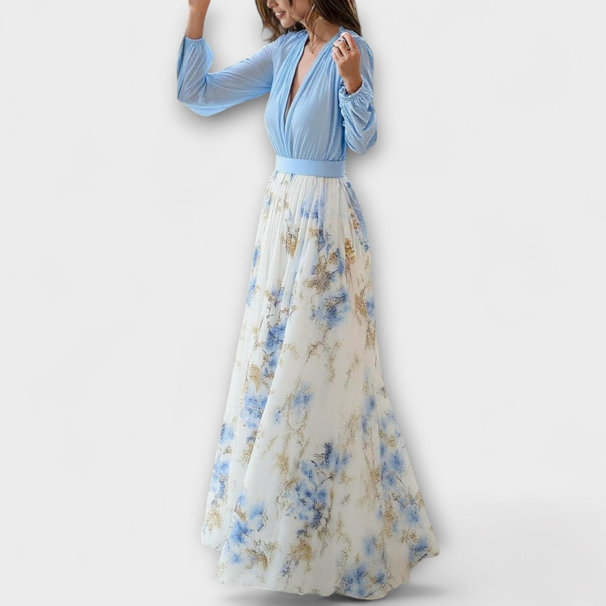 Cecelia | Vestido largo de gasa floral