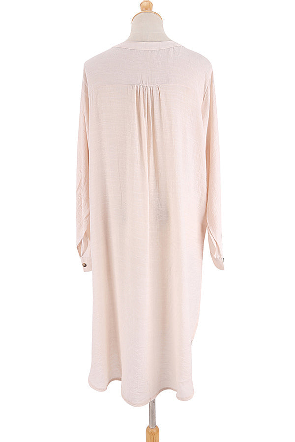 Vestido de fiesta tipo pareo con bolsillos en mezcla de lino, perfecto para viajar