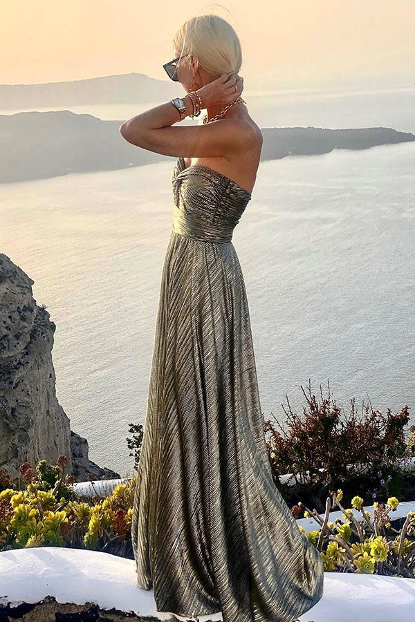 Vestido largo de fiesta Brilla por Favor con hombros descubiertos