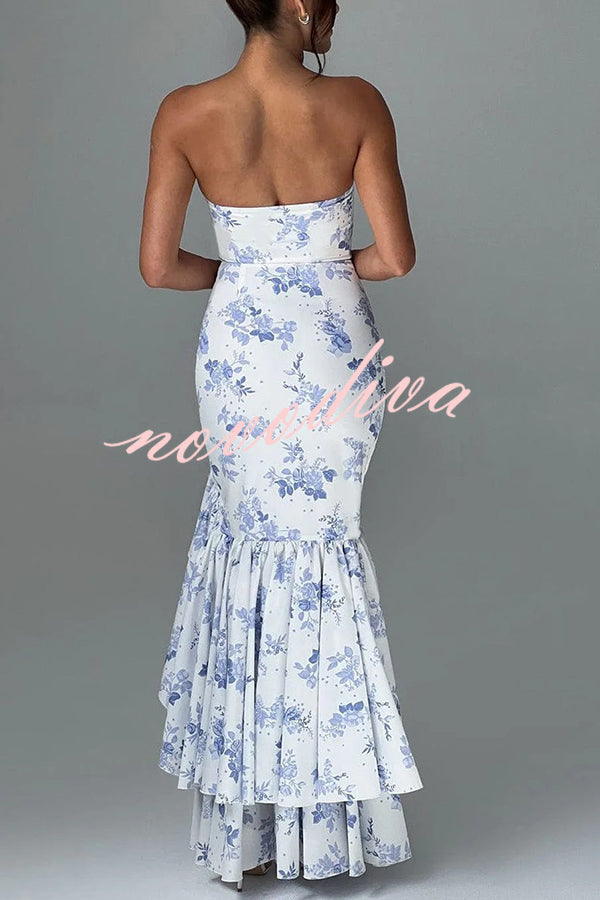 Vestido largo ajustado sexy con hombros descubiertos y bajo irregular