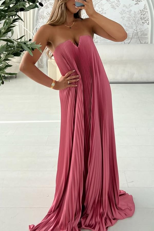 Vestido largo Darling Moment de satén con hombros descubiertos, escote en V, bajo asimétrico y corte en A
