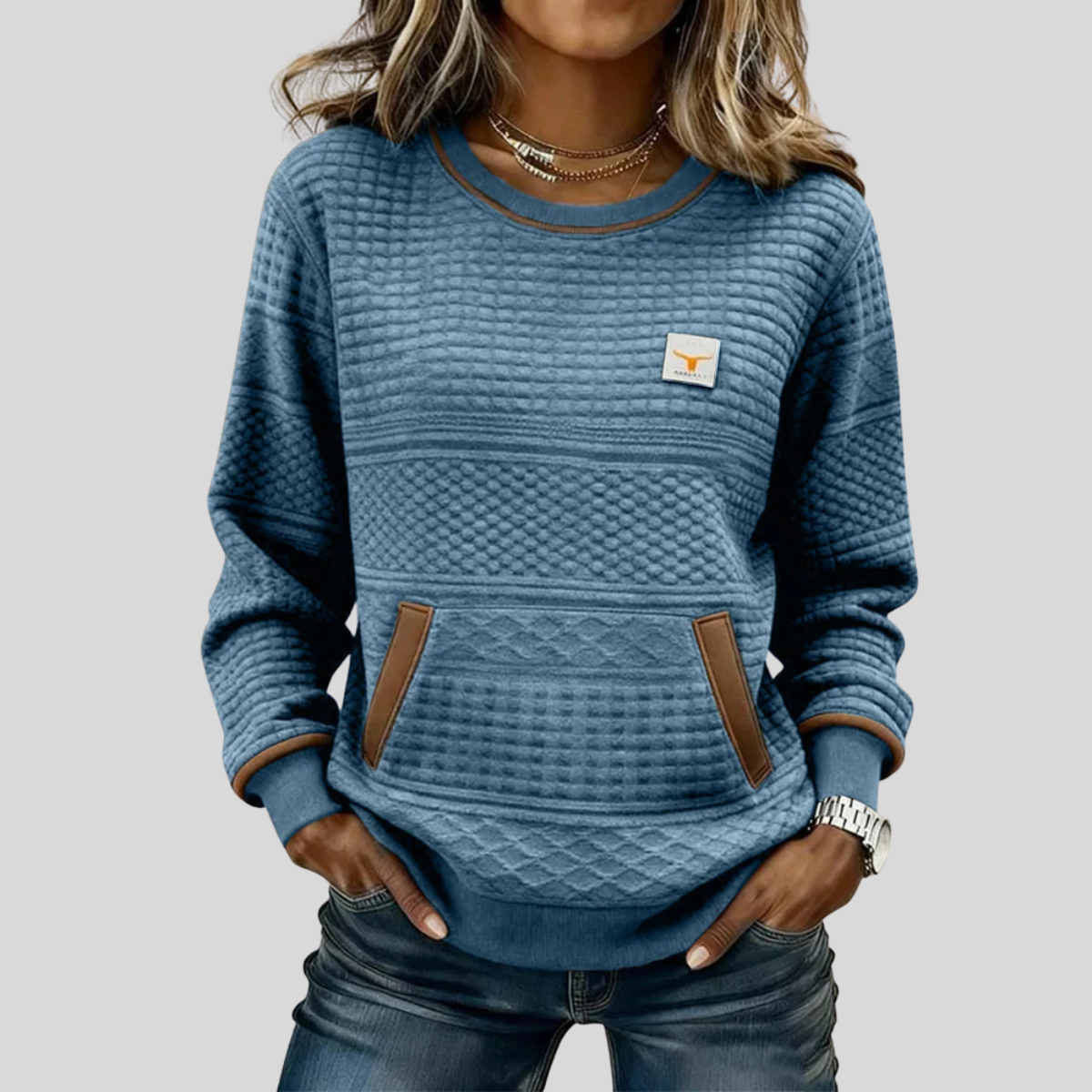 Noelle™ | Sudadera de Cuello Redondo en Bloques de Color