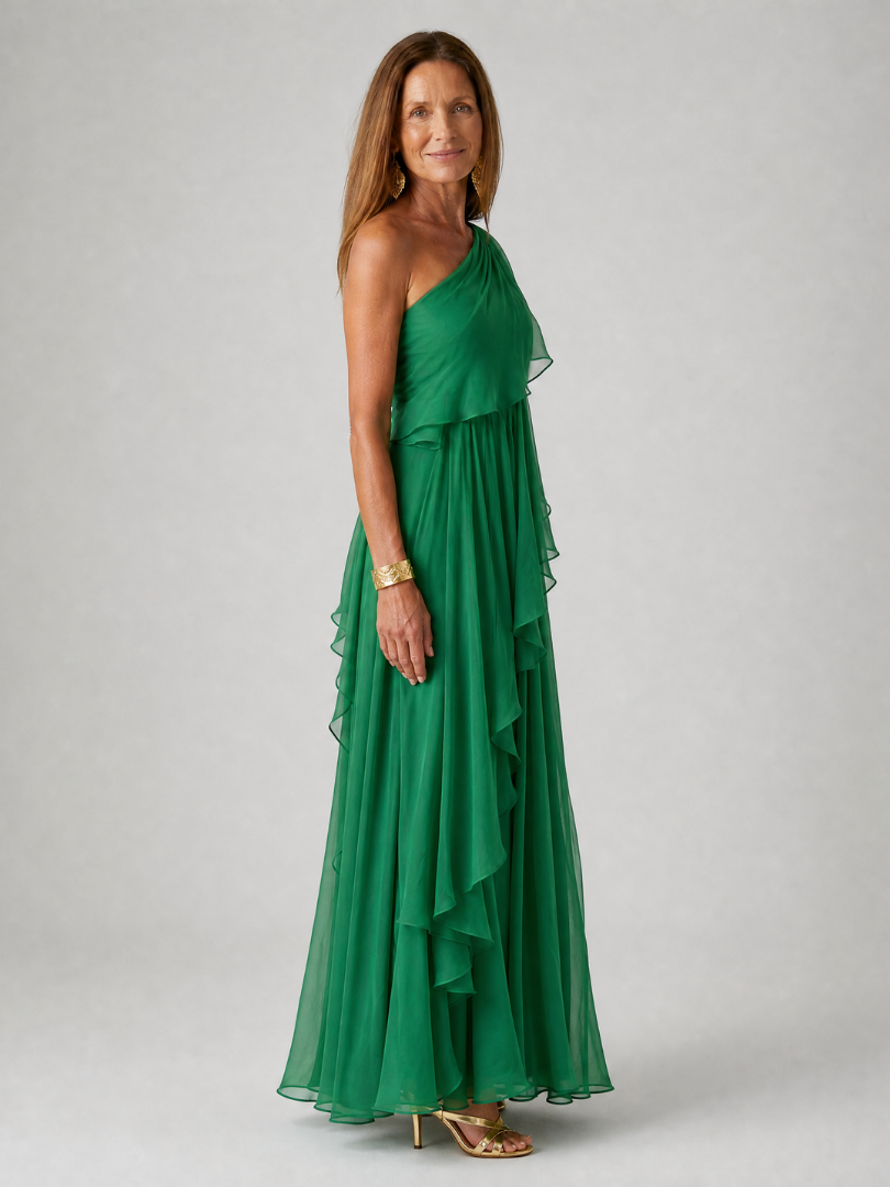Eliana | Vestido Maxi de Un Hombro en Gasa