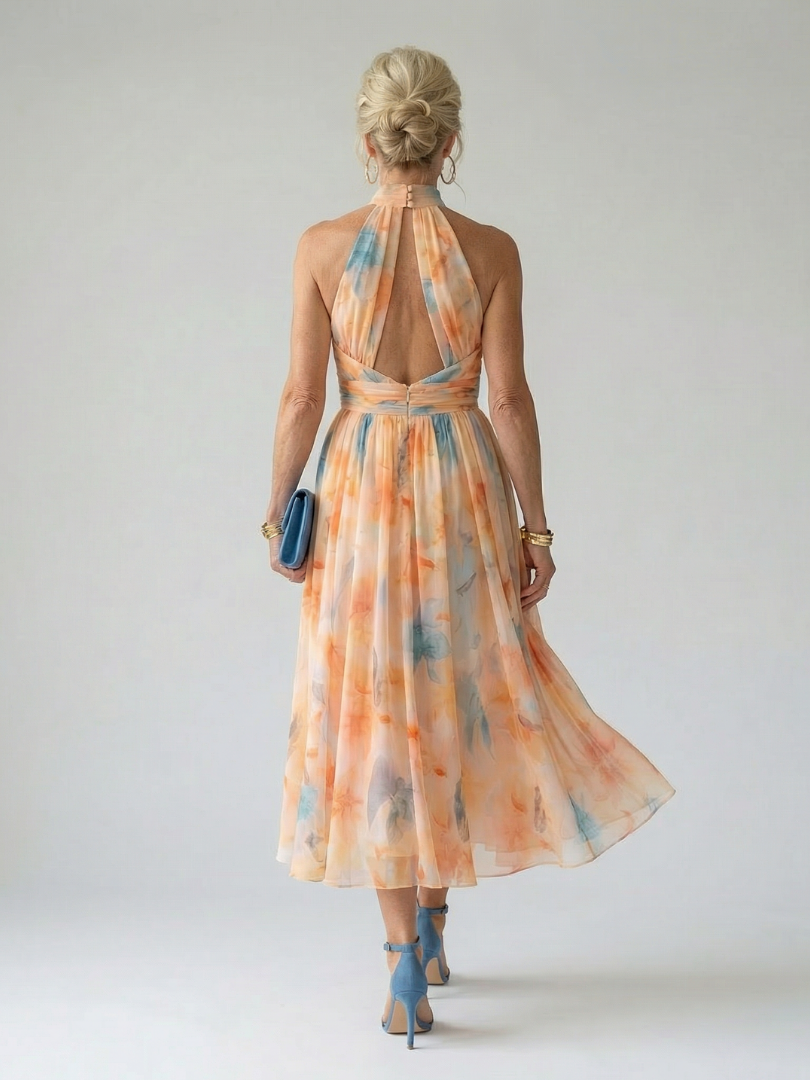 Callista | Vestido Midi Halter Fluido