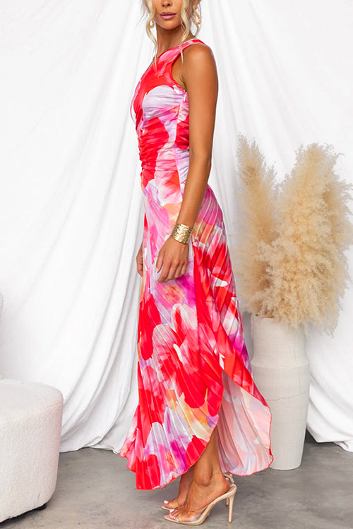 Valentina | Vestido Maxi Plisado de un Hombro
