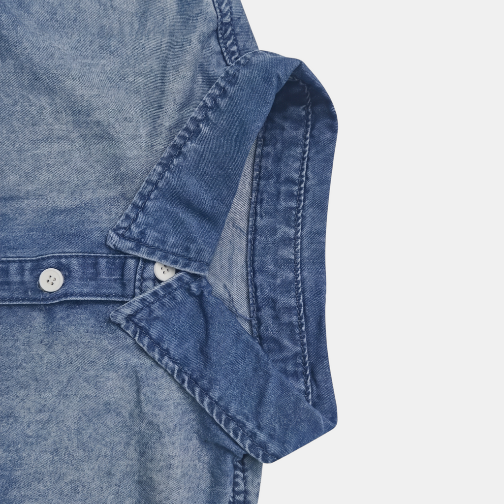Mono Vaquero Lavado de Pierna Ancha con Botones para Mujer