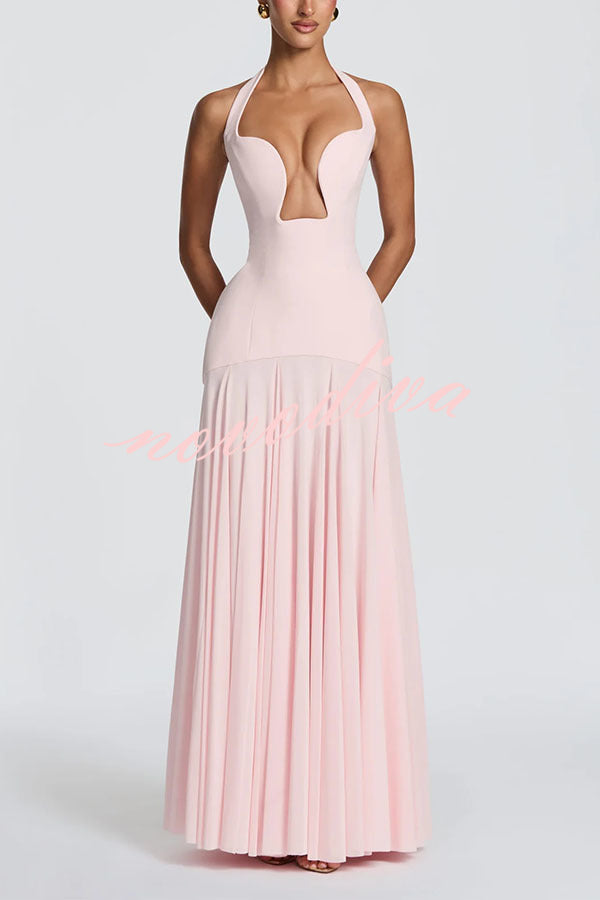 Vestido largo Seraphina con escote de pico profundo