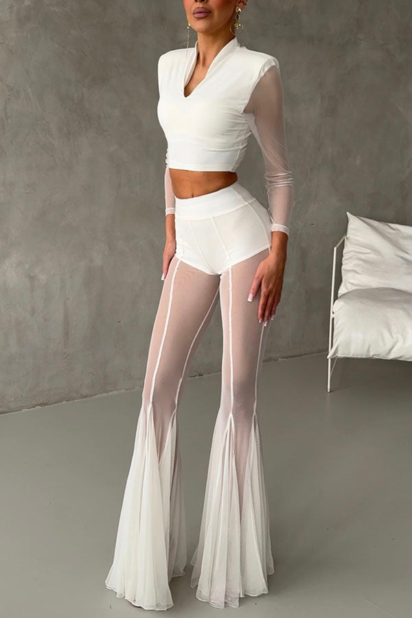 Pantalón elástico sirena Deep Chic de malla con talle alto y cintura elástica