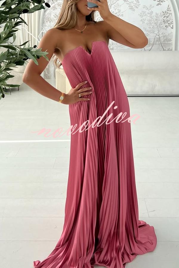 Vestido largo Darling Moment de satén con hombros descubiertos, escote en V, bajo asimétrico y corte en A