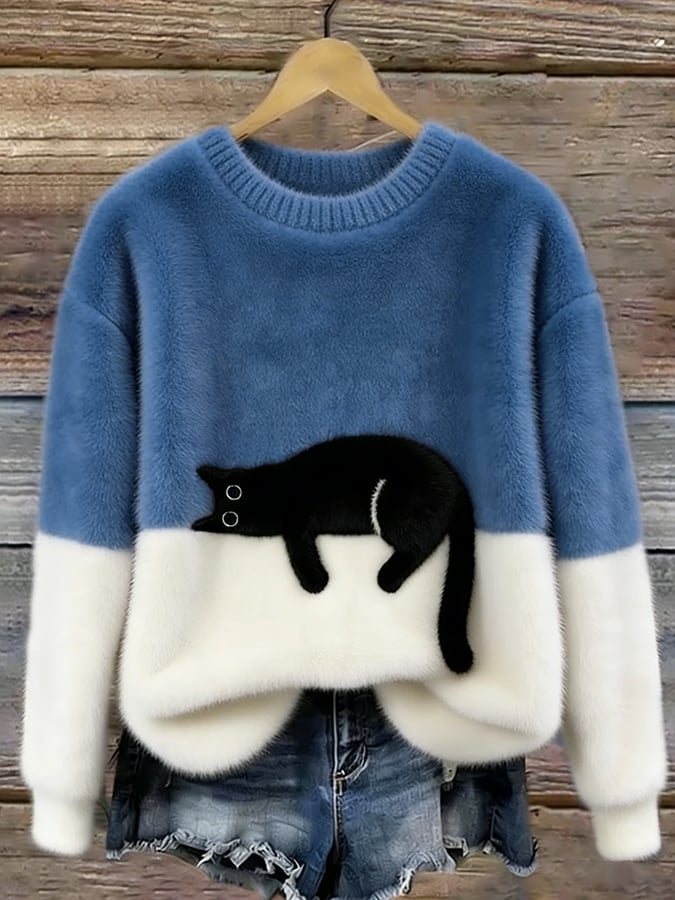 Aileen™ | Jersey Oversize Elegante con Estampado de Gatos