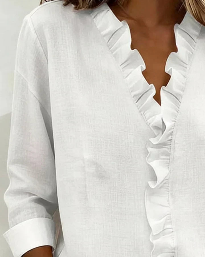 Scarlett | Blusa con volantes, escote en V y manga larga