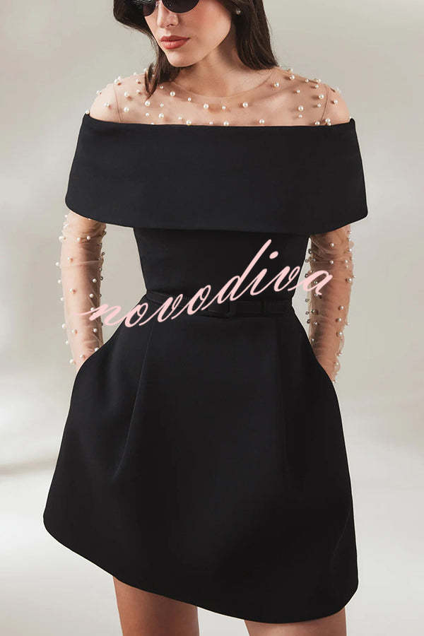 Minivestido Elegant Evening bandeau con solapa, cinturón extraíble y bolsillos