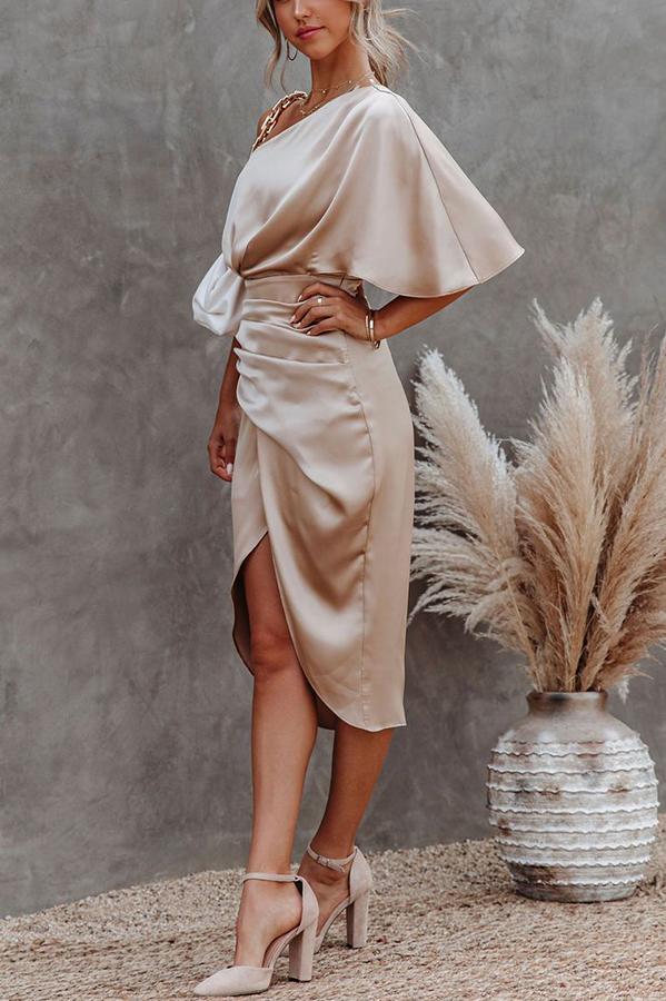 Vestido Glam Expectations drapeado de satén asimétrico de un hombro