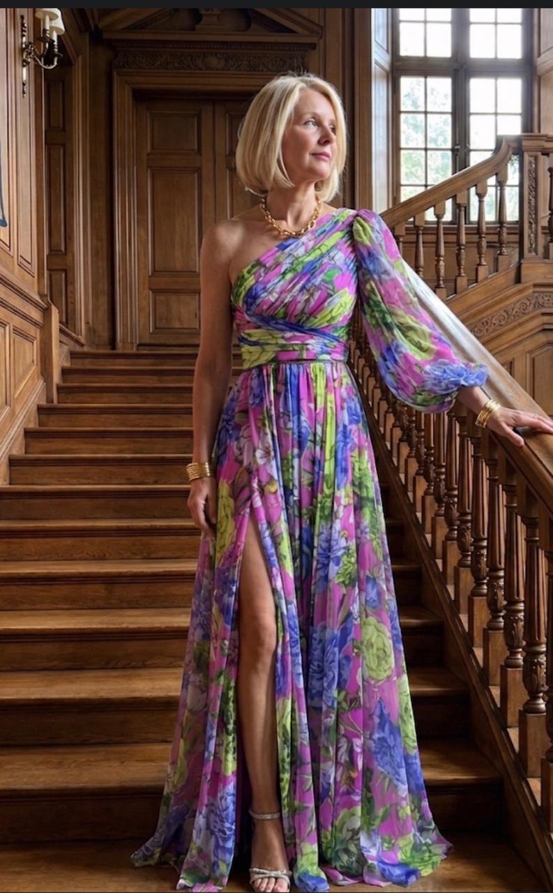 Selah | Vestido Maxi Floral de un Hombro