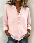 Scarlett | Blusa con volantes, escote en V y manga larga