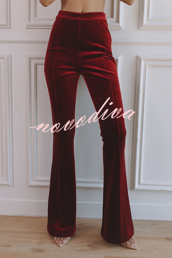 Pantalón acampanado Delicate Daze de terciopelo con talle alto y cintura elástica