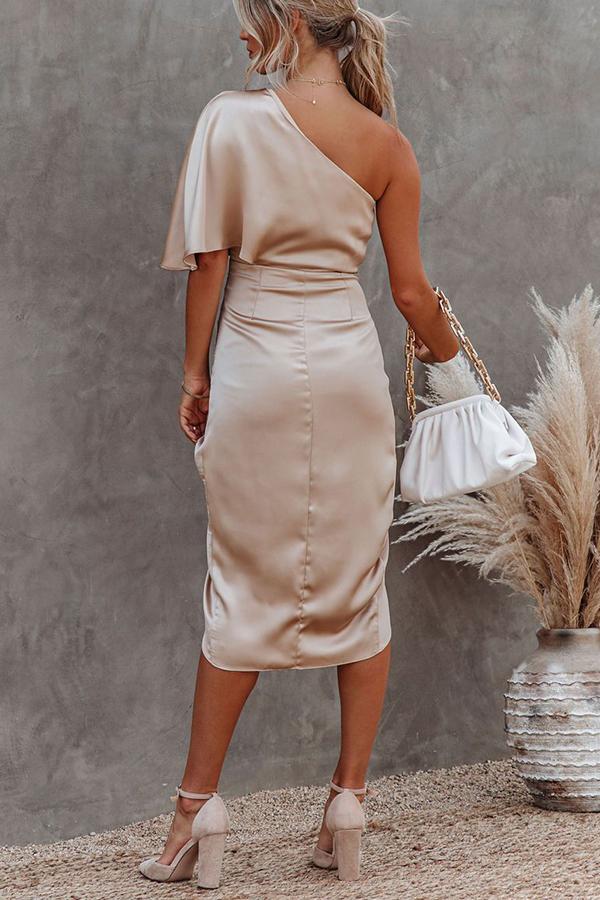 Vestido Glam Expectations drapeado de satén asimétrico de un hombro