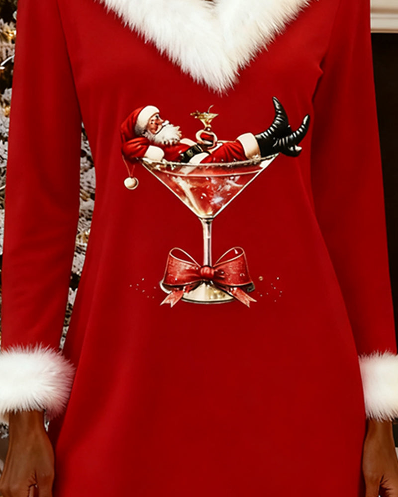 Hollianne™ | Vestido navideño con cuello de pelo