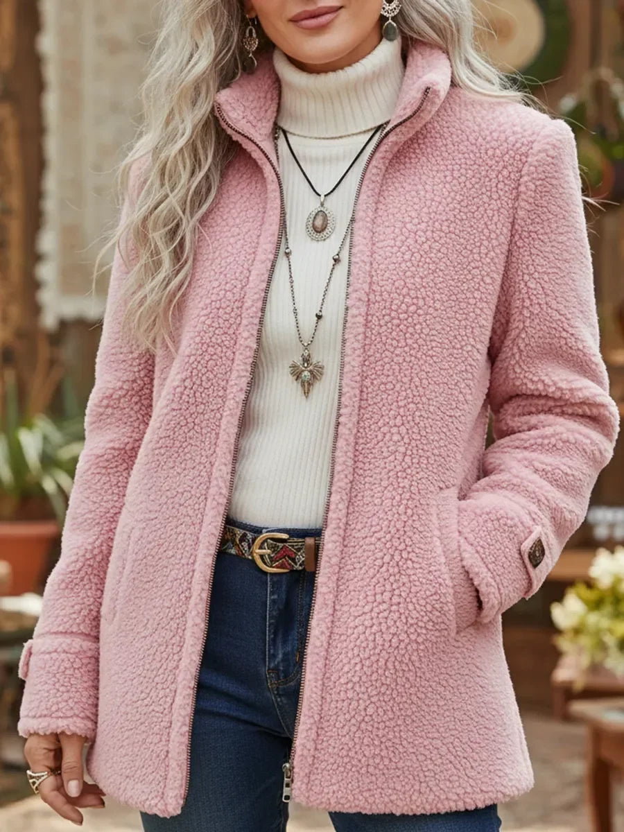 Odette | Chaqueta con cremallera completa, cuello mao y tacto lambswool