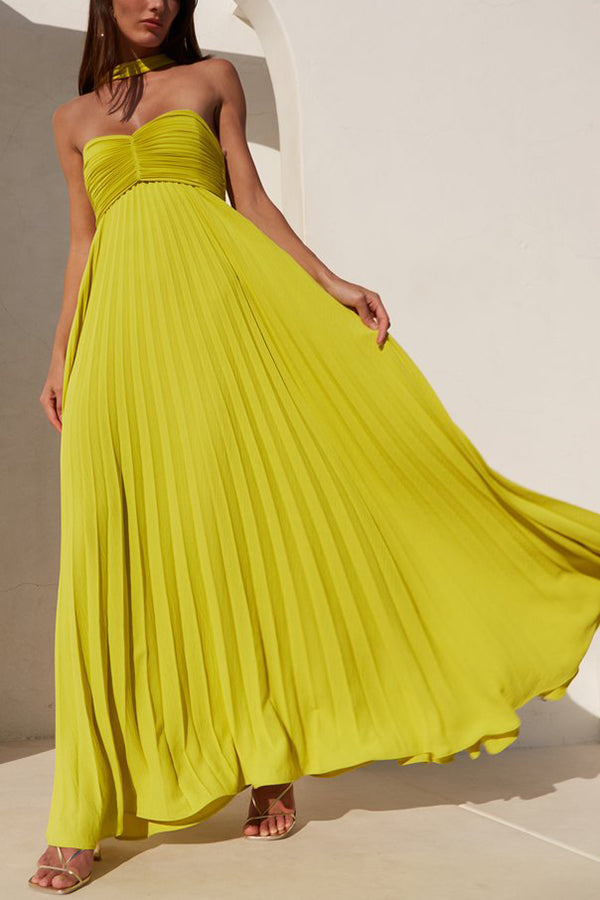 Vestido largo de fiesta Exquisite Princess plisado con hombros descubiertos y pañuelo