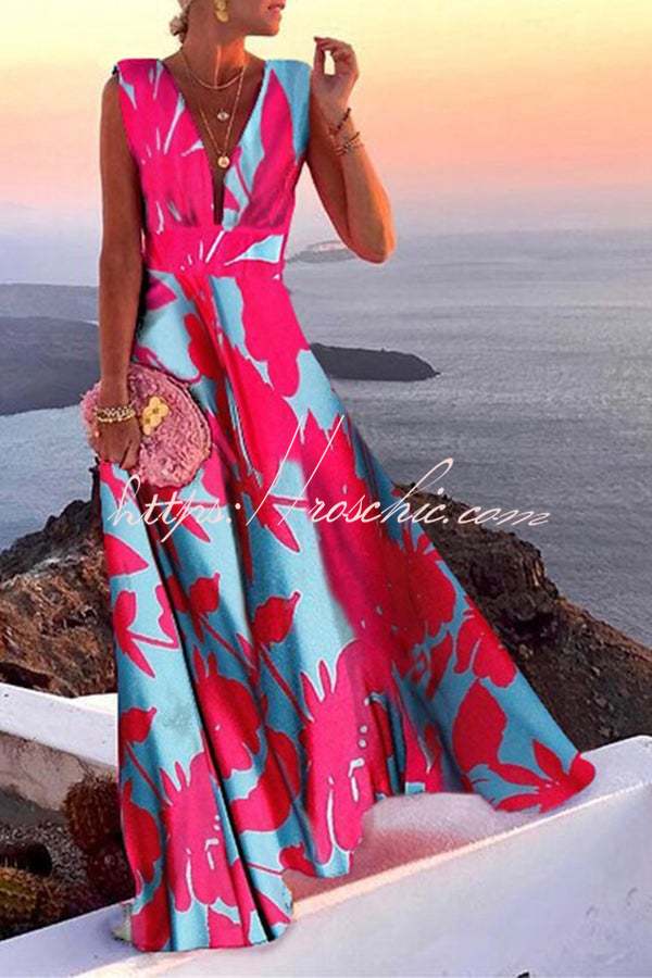 Vestido largo de fiesta Nuevo Romance con escote de pico