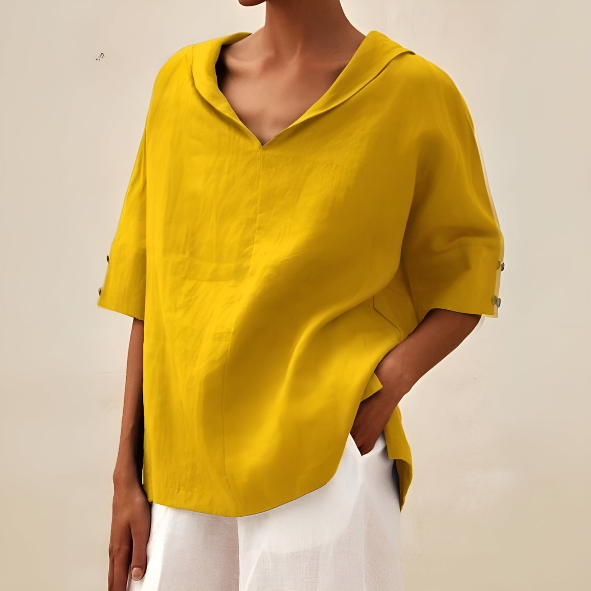 Emily - Blusa Diaria con Escote en V con Estilo