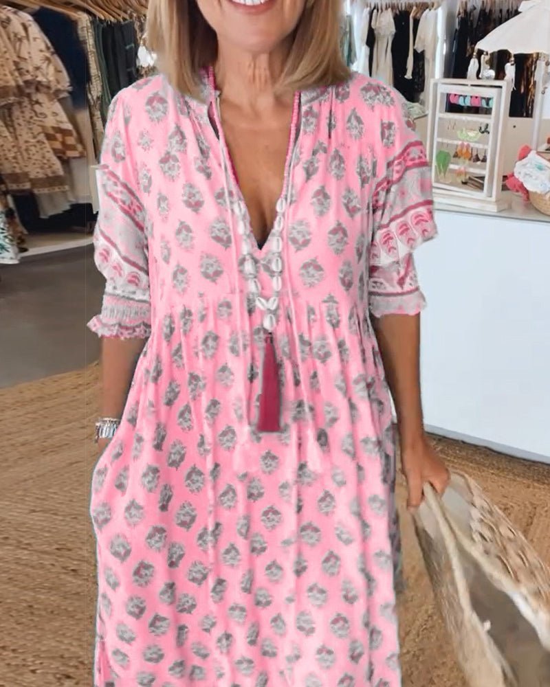 Bianca | Vestido Floral Fresco con Escote en V