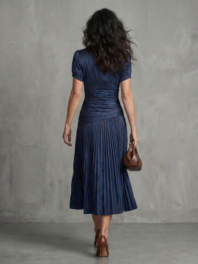 Bianca | Vestido Midi con Cintura Plisada