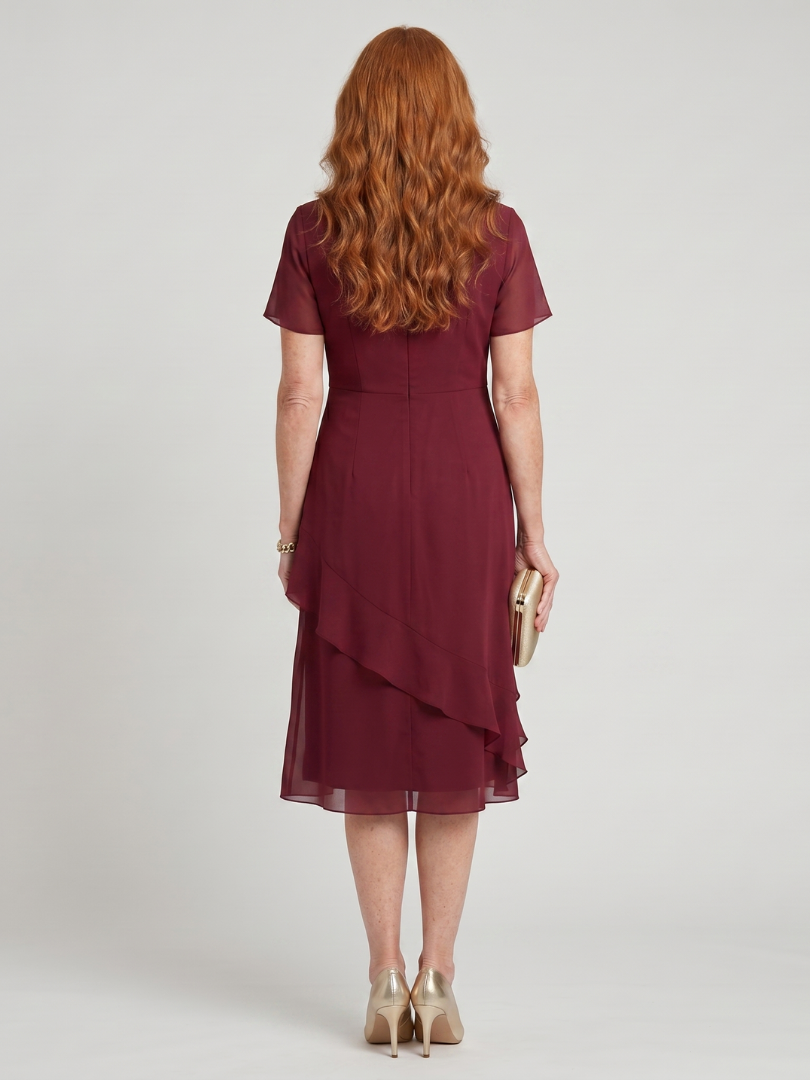 Eira™ | Vestido Midi Elegante con Bajo por Capas y Mangas Transparentes