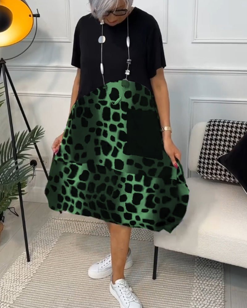 Marnie | Vestido Midi con Estampado de Contraste