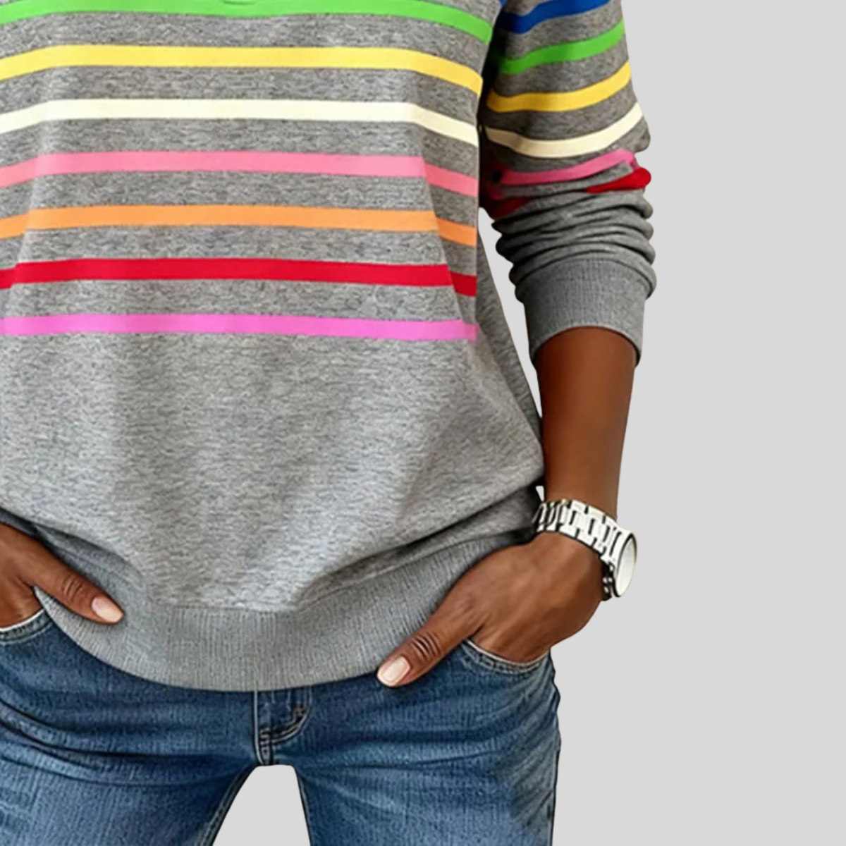 Prismette™ | Sudadera de Rayas de Colores con Media Cremallera