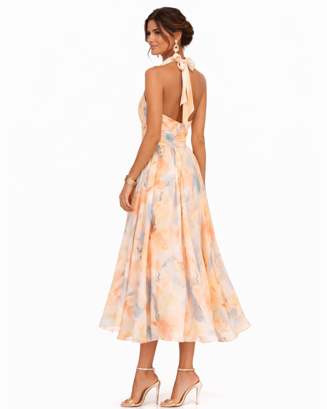 Aurora™ | Vestido Maxi Halter en Acuarela