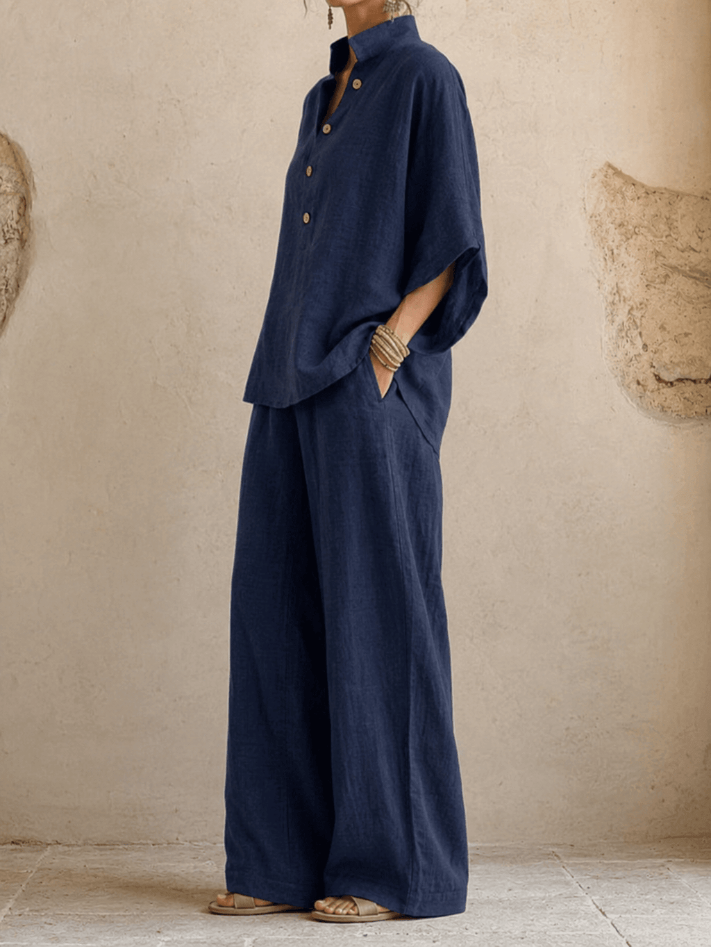 Maribel | Mangas murciélago y pantalón de pierna ancha