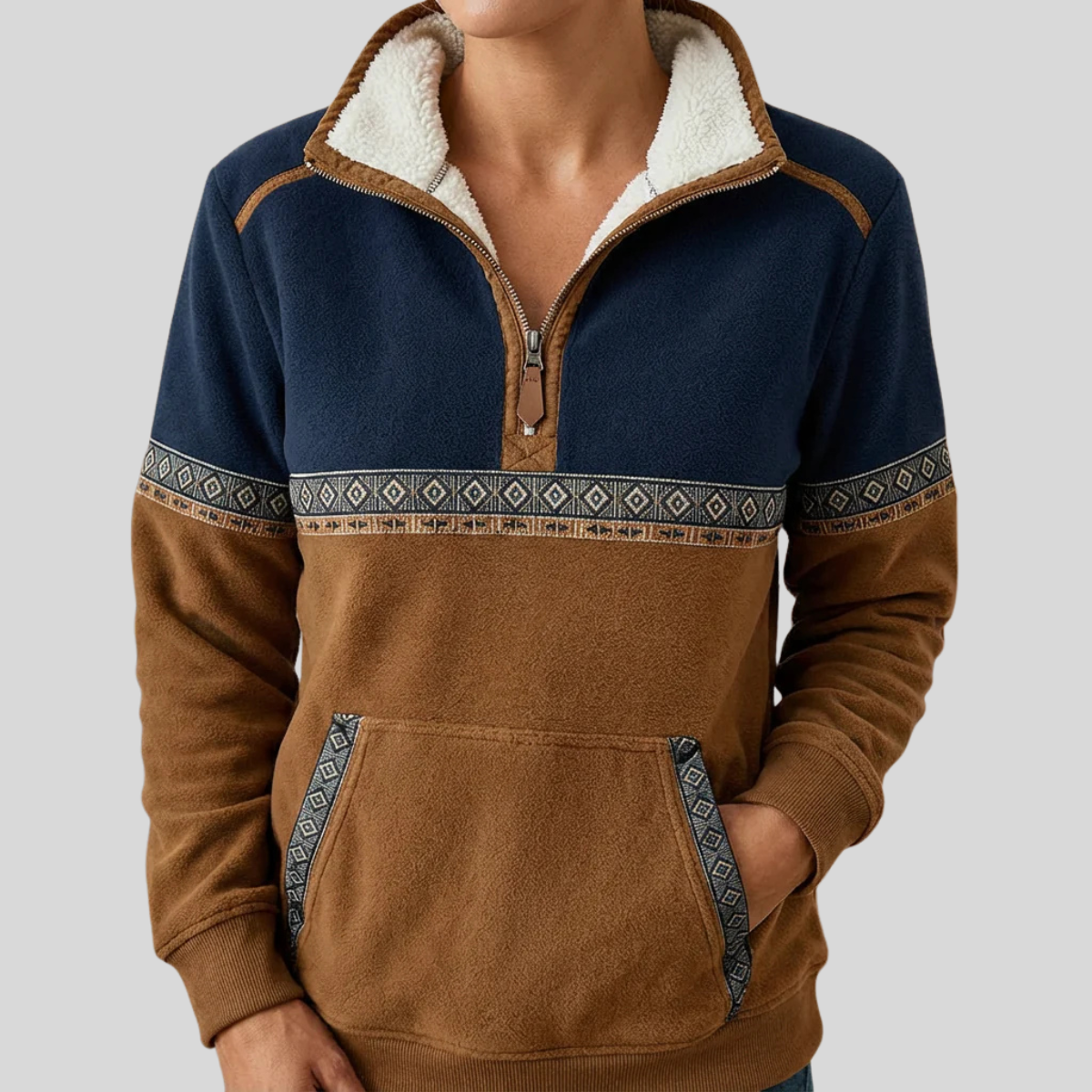 Alvette™ | Jersey con Media Cremallera y Cuello Sherpa
