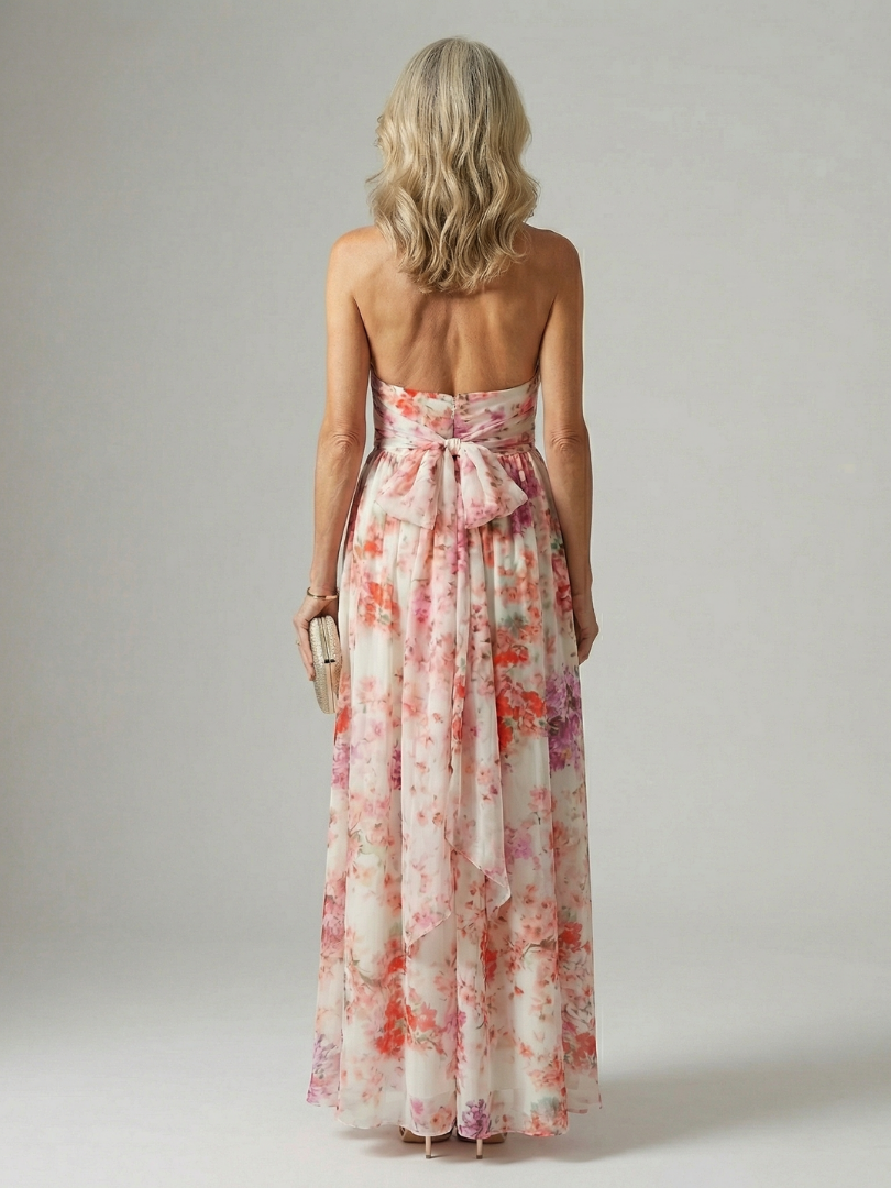 Caroline | Vestido Maxi Floral con Cuello Halter