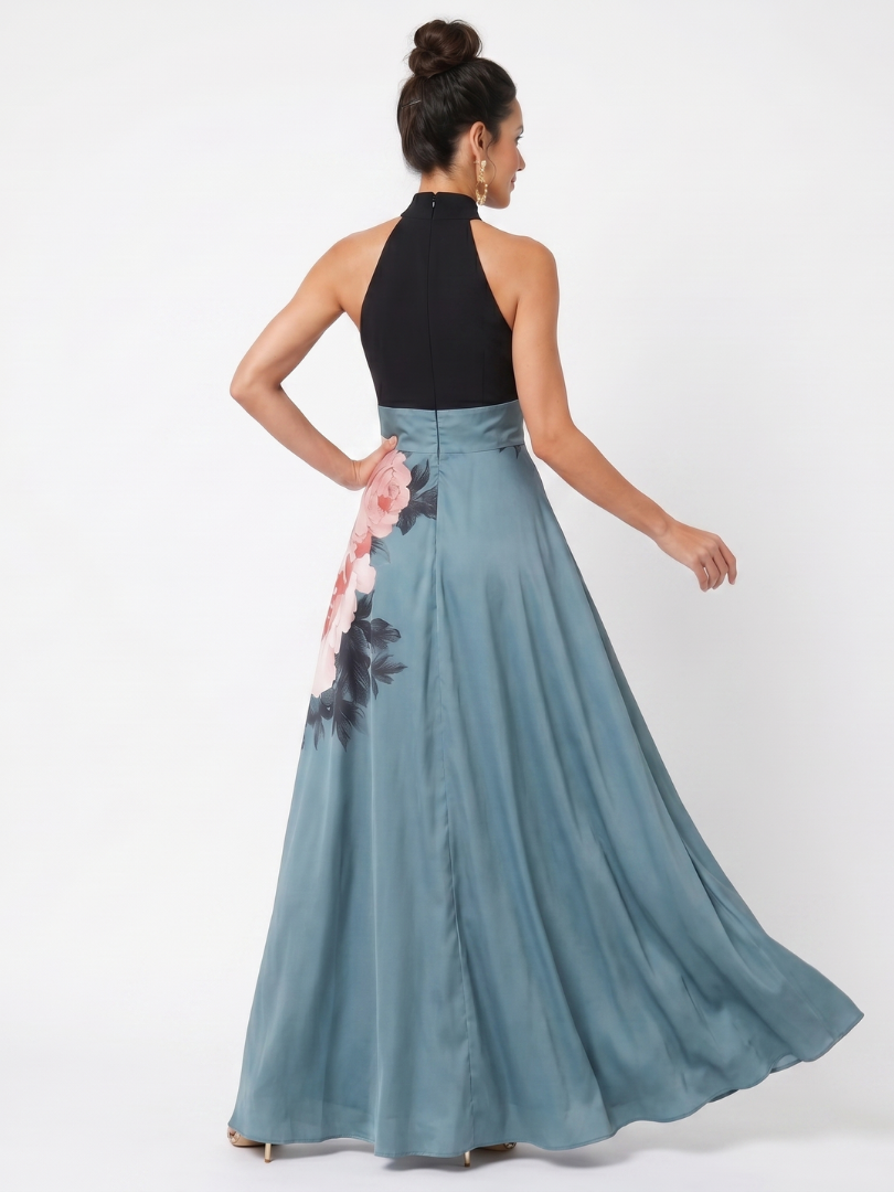 Noemi | Vestido Maxi Floral con Cuello Halter