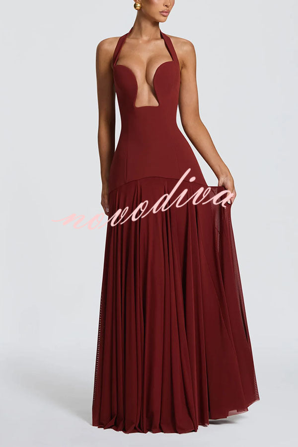 Vestido largo Seraphina con escote de pico profundo